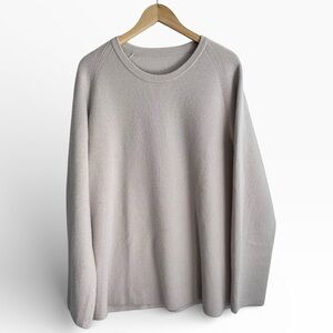 Theory Men’s Enzo Ribbed 100% Cashmere Crewneck Sweater In Oatmeal XXL